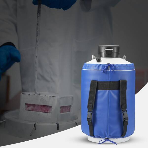 Liquid Nitrogen Tank 10 L Aluminum Alloy LN2 Container Dewar 6 Canisters, Carry Bag with Straps, Cryogenic Tank