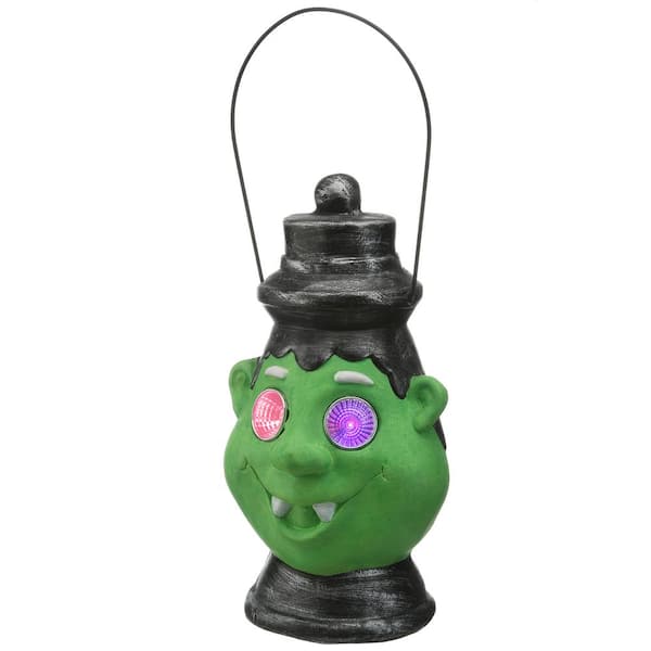 12 in. Green Ghoul Lantern with LED Lights