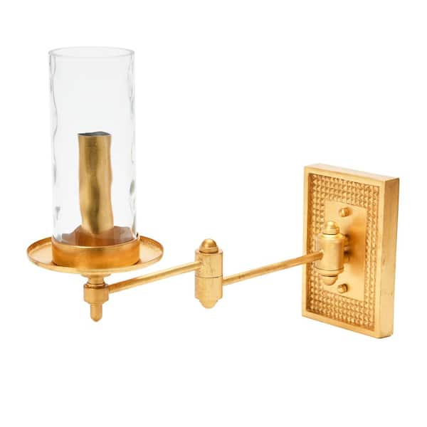 1-Light Gold Wall Sconce with Glass Shade