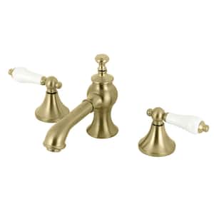 Vintage 8 in. Widespread 2-Handle Bathroom Faucet in Brushed Brass