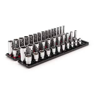 1/2 in. Drive 6-Point Socket Set with Rails (3/8 in.-1 in., 10 mm-24 mm) (52-Piece)