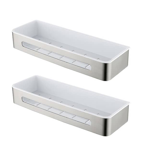 Stainless Steel Wall Mounted Shelf Basket Shower Caddy in Brushed Nickel-2 Pack