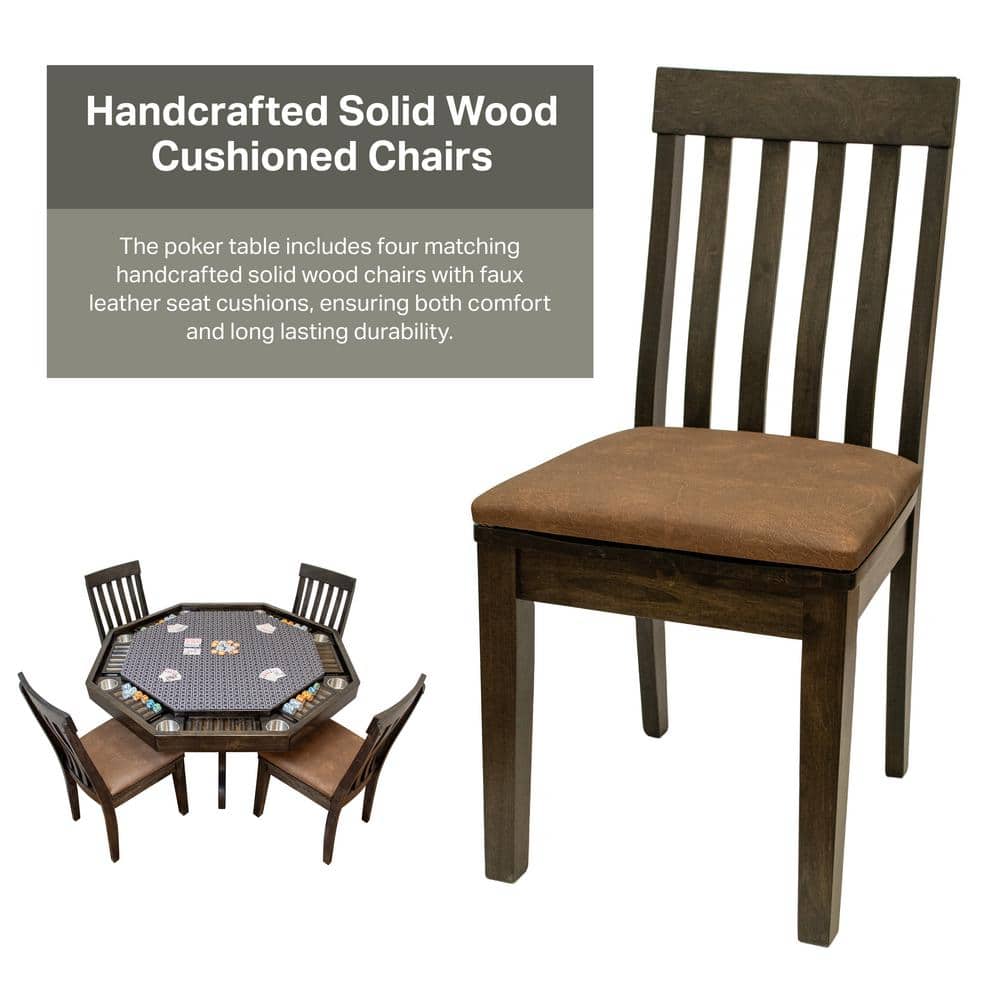 Mocha Knotty Alder Rectangular Poker Table with Stainless Steel Cup Holders
