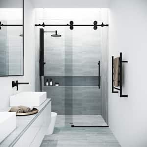 Elan 64 to 68 in. W x 74 in. H Frameless Sliding Shower Door in Matte Black with 3/8 in. (10mm) Clear Tempered Glass