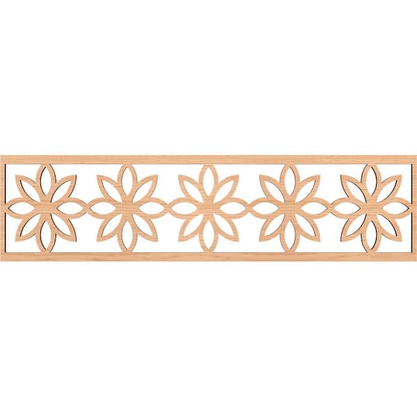 Ekena Millwork Daisy Fretwork 0.375 in. D x 47 in. W x 12 in. L Hickory Wood Panel Moulding