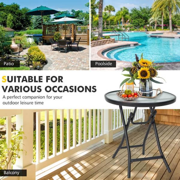 Small Patio Table, Outdoor Folding Side Table, Portable Side Table