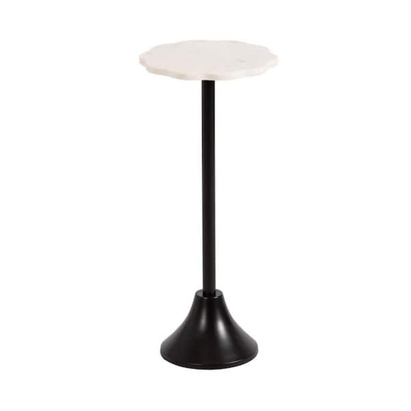 Sanzo 10 in. Black Scalloped Marble End Table
