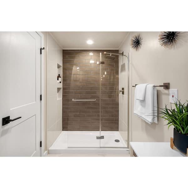 Catalina 60 in. L x 32 in. W Alcove Shower Pan Base with Right Drain in White