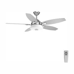Graceful Collection 54 in. LED Indoor Polished Chrome Modern Ceiling Fan with Light Kit and Remote