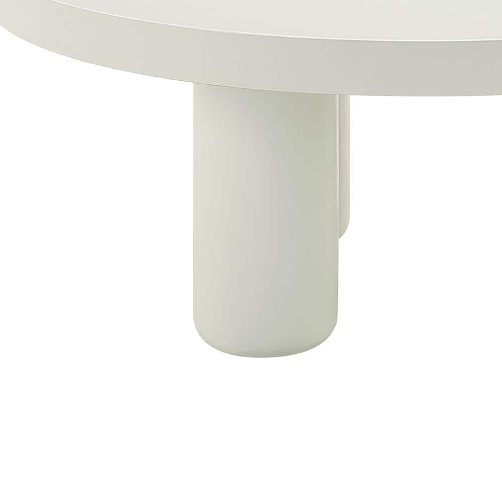 Sanat White Round Wood Coffee Table with Cylindrical Legs
