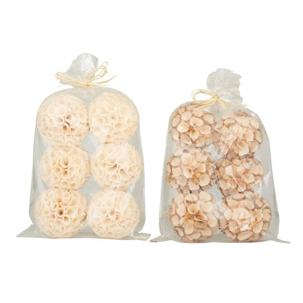 Litton Lane Beige Handmade Dried Plant Orbs and Vase Filler (2- Pack)