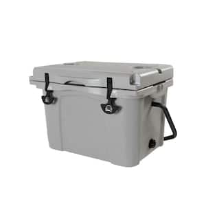 25 qt. Portable Cooler, Insulated Hard Cooler with Bottle Opener, Cup Holder, Forming Ruler, Travel, Beach, (Grey)