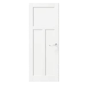 30 in. x 80 in. T Shaped, Solid MDF Core, Composite, Primed White Interior Door Slab With Silver Curved Doorknob