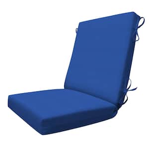 Outdoor Highback Dining Chair Cushion Textured Solid Sapphire Blue