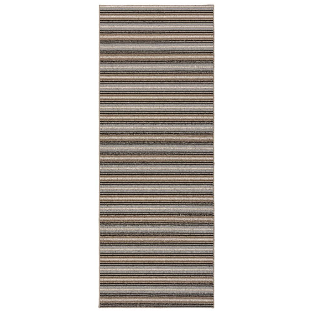 Nantucket Stripe 3x8 Earth Tone Tufted Runner Rug
