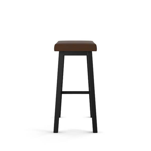 Dorah 30 in. Brown Faux Leather / Black Metal Bar Stool