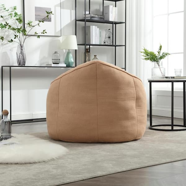 JUJABU Tan Microfiber Bean Bag Chair with Ottoman and Footrest for