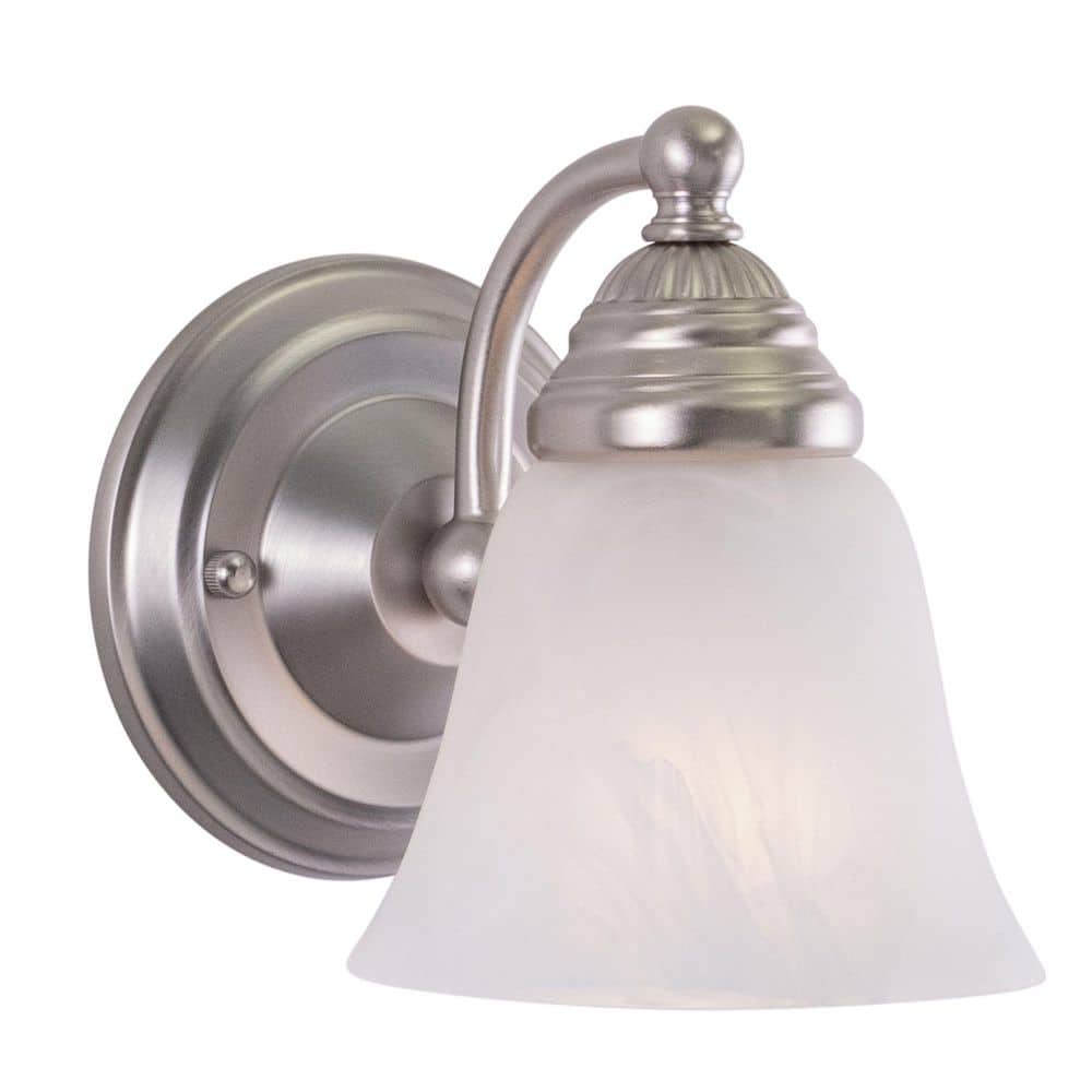 Brushed Nickel Alabaster Glass Vanity Wall Sconce