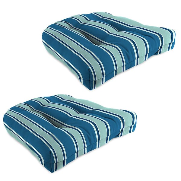 Jordan Manufacturing 18 in. L x 18 in. W x 4 in. T Square Outdoor Wicker Seat Cushion in Sanders Puff (2-Pack)