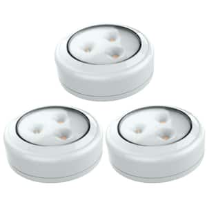 Commercial Electric 2.99 in LED Silver Battery Operated Puck Light 3-Pack New 