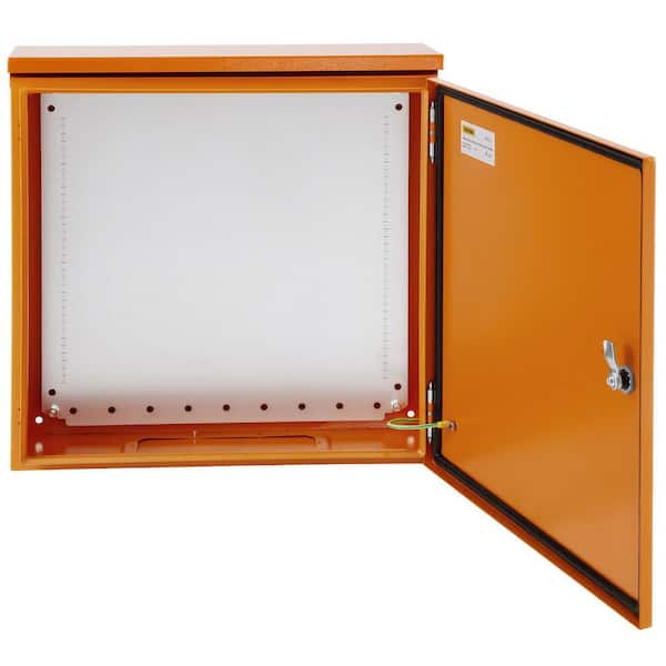 VEVOR 20.0 x 20.0 x 6.0 in. NEMA 4 IP65 Outdoor Junction Box Carbon Steel with Rain Hood for Outdoor Indoor, Orange
