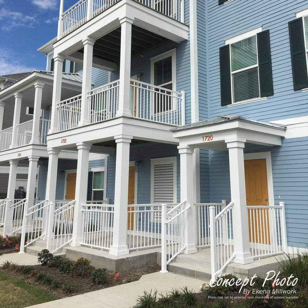 9' Gloss White Powder Coat Aluminum Square Column with Capital & Base