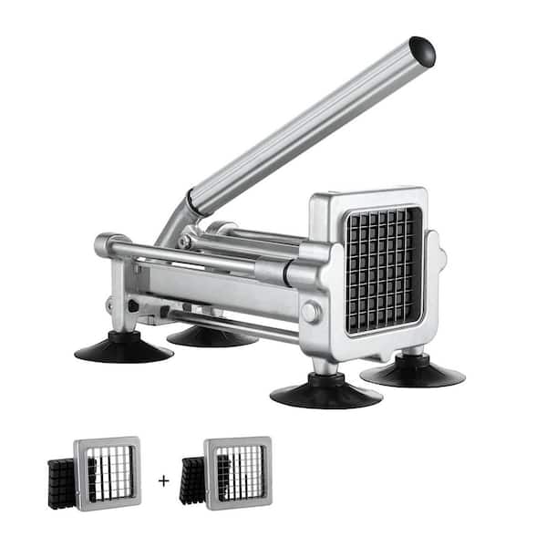 French Fry Cutter, Manual Potato Slicer with 1/2 in. and 3/8 in. Stainless Steel Blades, Suction Cup Base, for Potatoes