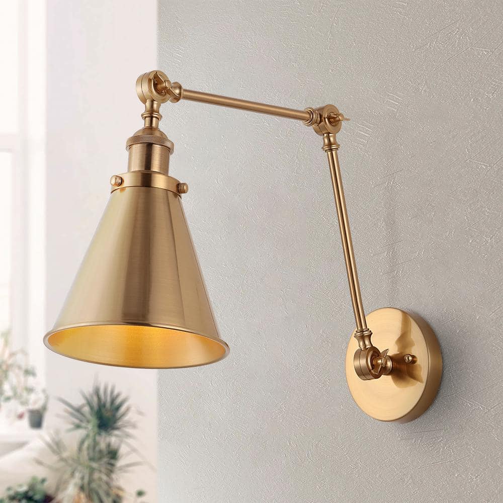 JONATHAN Y Rover in. Adjustable Arm Metal Brass LED Wall Sconce JYL7461A  The Home Depot