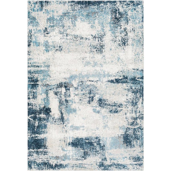 Livabliss Eugenia Blue/Light Grey 5 ft. x 7 ft. Indoor Machine-Washable Area Rug