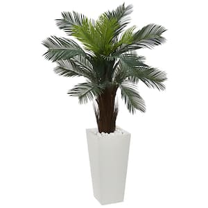 4.5 in. Cycas Artificial Plant in White Tower Planter