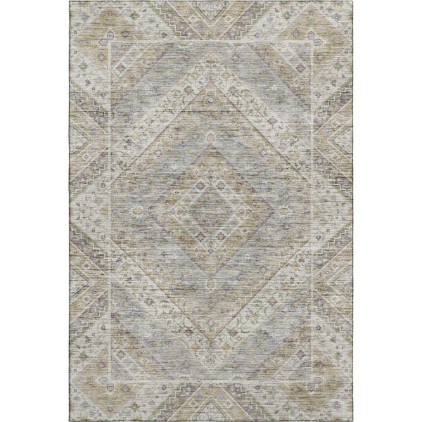 Mayfield Premium Machine Washable Abstract AMF2195 Ivory 3 ft. x 4 ft. Area Rug