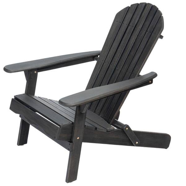 COWLOWN 1-Piece Dark Gray Folding Wood Outdoor Patio Adirondack