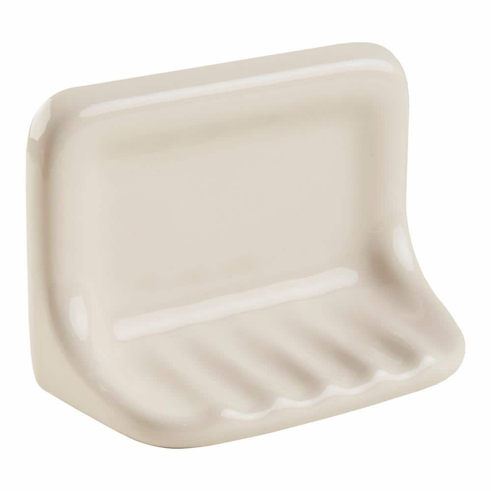 Glazed Ceramic Soap Dish Bath Accessory (Flat Back - Adhesive Mount) - Bed  Bath & Beyond - 32877499