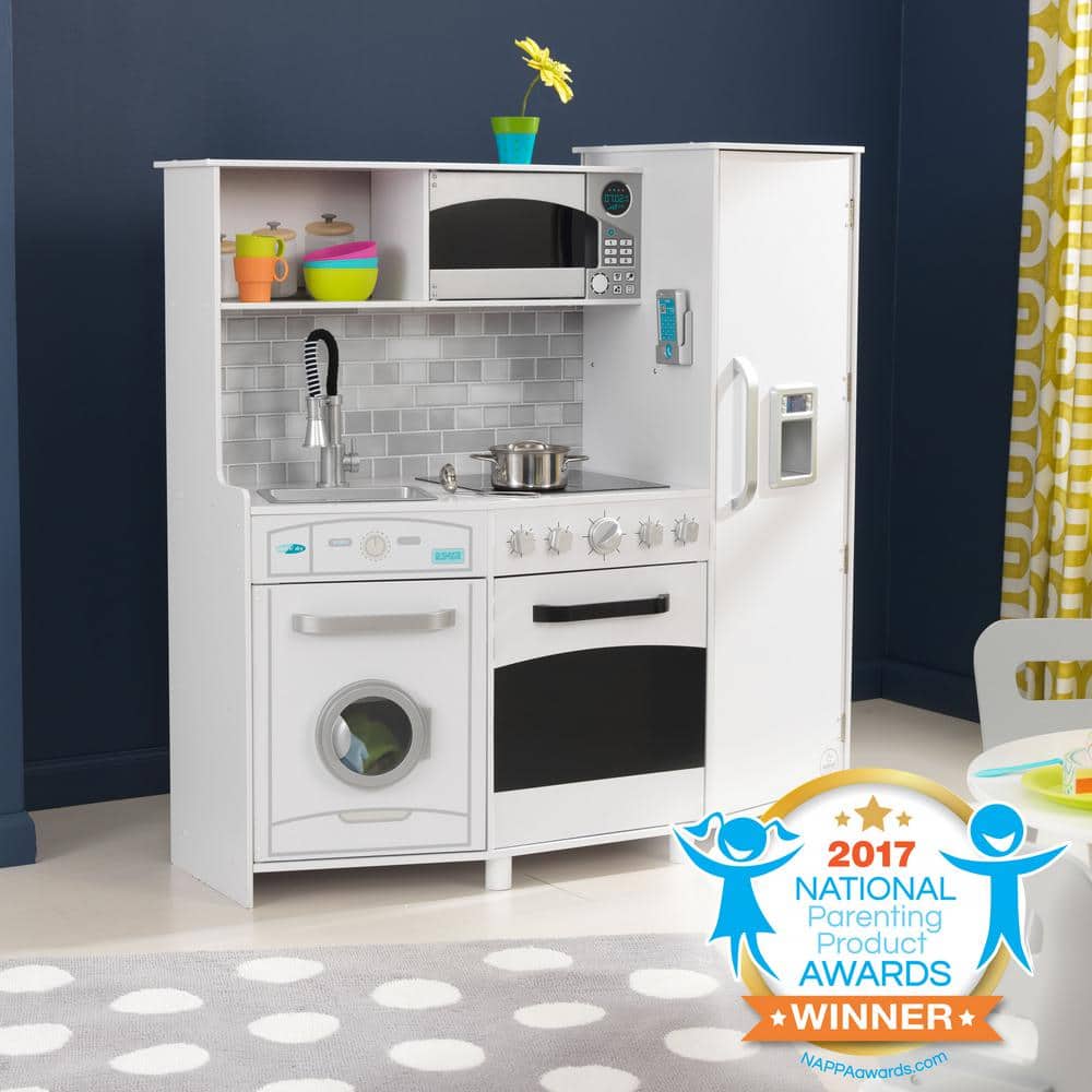 Large White Wooden Play Kitchen with Lights & Sounds