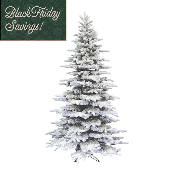 12 ft. White Unlit Flocked Pine Valley Artificial Christmas Tree