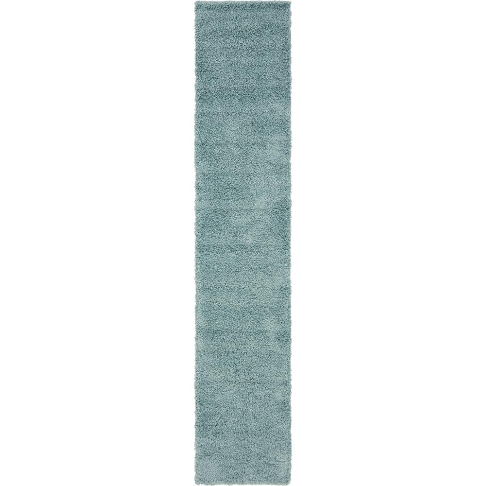 Solid Shag Collection Area Rug (2 ft. 7 in. x 13 ft. 1 in. Runner Light Slate Blue) price history on PriceWatchPro