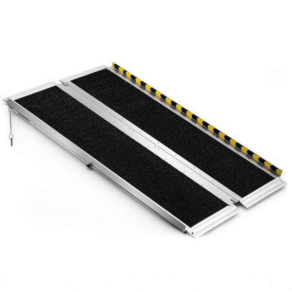 4 ft. Portable Folding Wheelchair Ramp, Aluminum Non-Slip Handicap Ramp, 800 lbs. Capacity for Steps, Thresholds & Curbs