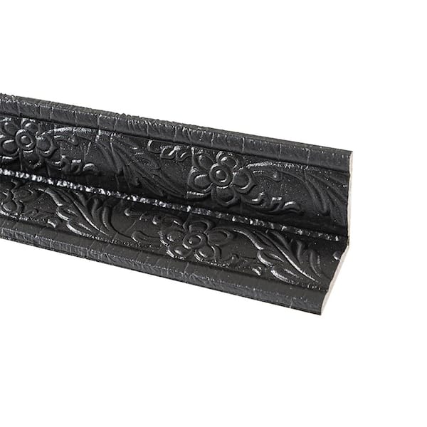 Wellco 2 in. x 2 in. x 90 in. Black Foam Crown Moulding, Flexible Peel and Stick Ceiling Moulding Trim.