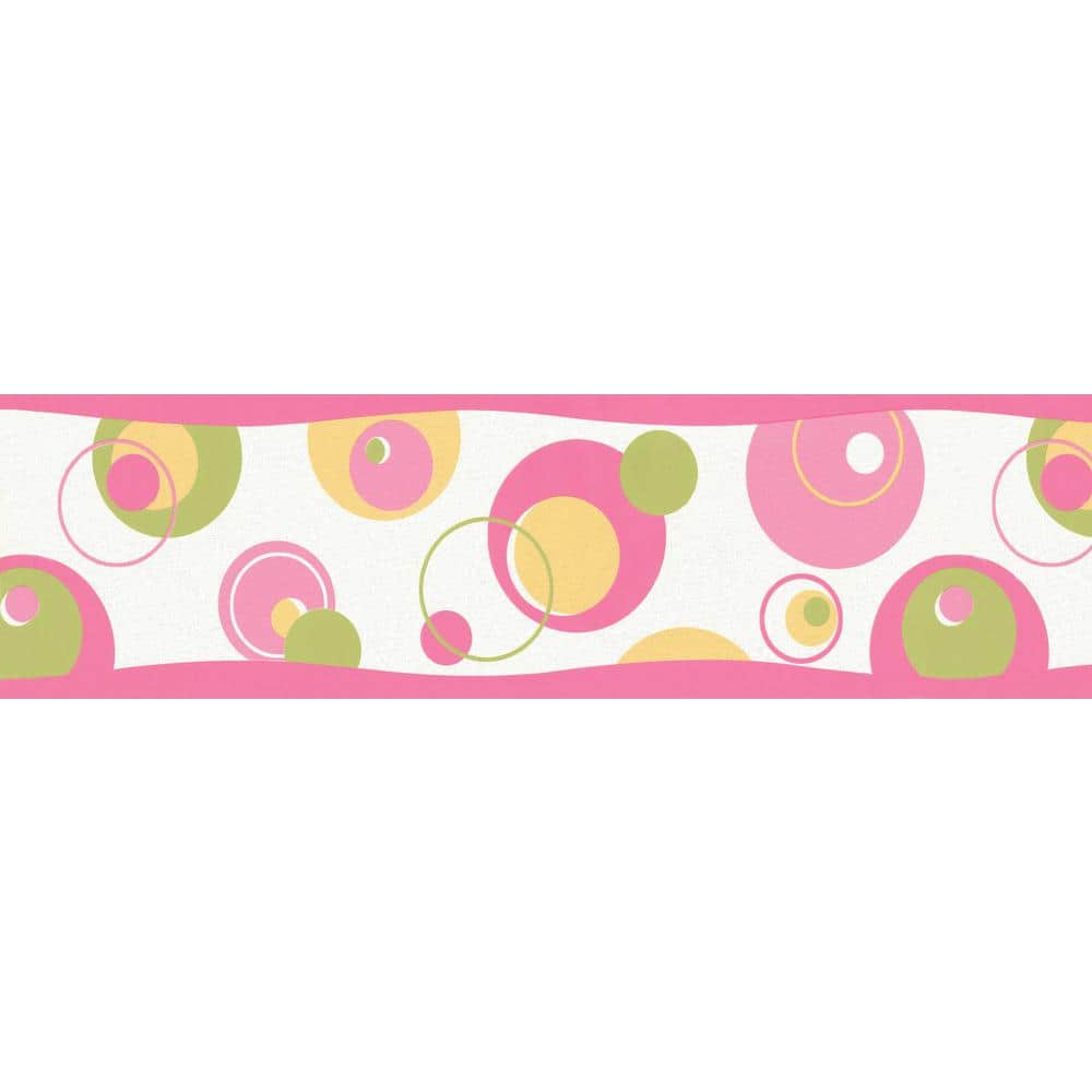 Falkirk Brin II Pink, Green, Yellow, White Circles Geometric Prepasted Wall