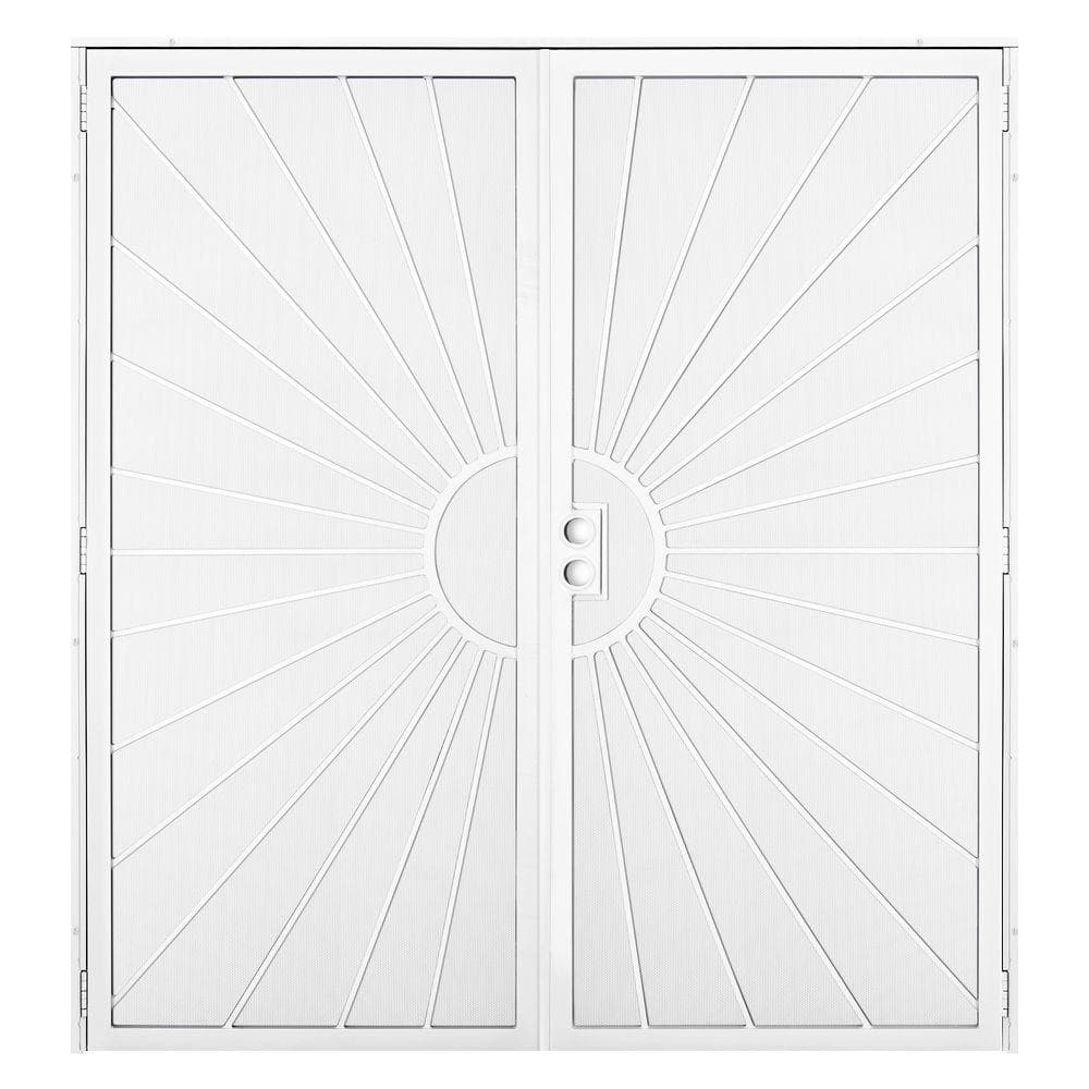 Unique Home Designs 72 in. x 80 in. Solana White Surface Mount Outswing  Steel Double Security Door with Perforated Metal Screen IDR0610072P001 -  The Home Depot