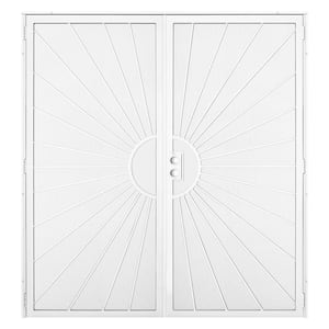 72 in. x 80 in. Solana White Surface Mount Outswing Steel Double Security Door with Perforated Metal Screen