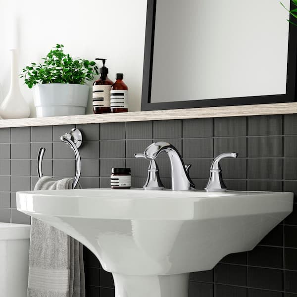 KOHLER Cimarron 8 in. Widespread Vitreous China Pedestal Combo Bathroom Sink in White with Overflow Drain
