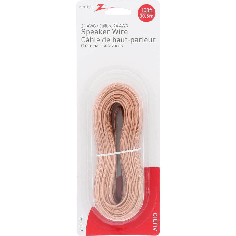 100 ft Clear PVC Copper Speaker Wire 24 AWG