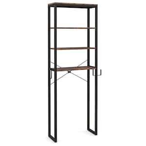24 in. W x 70 in. H x 10 in. D Rustic Brown Over The Toilet Storage Freestanding with with Towel Rack