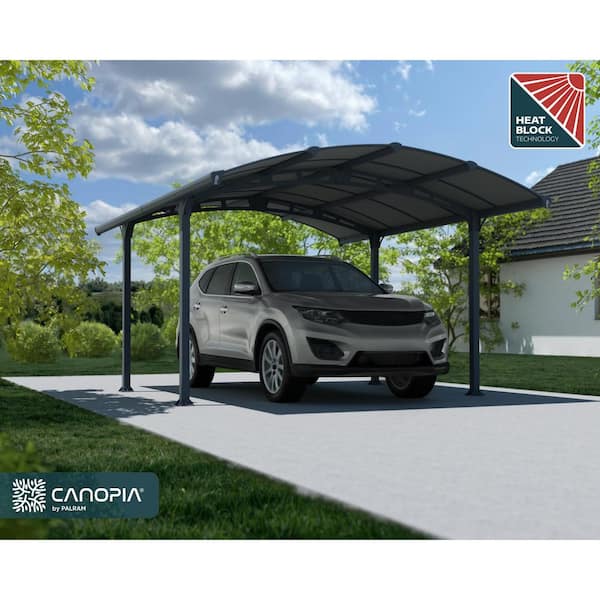 CANOPIA by PALRAM Arcadia 12 ft. x 14 ft. Gray/Gray Metal Carport