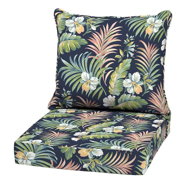 22  in. x 24 in. 2-Piece Deep Seating Outdoor Lounge Chair Cushion, Simone Blue Tropical