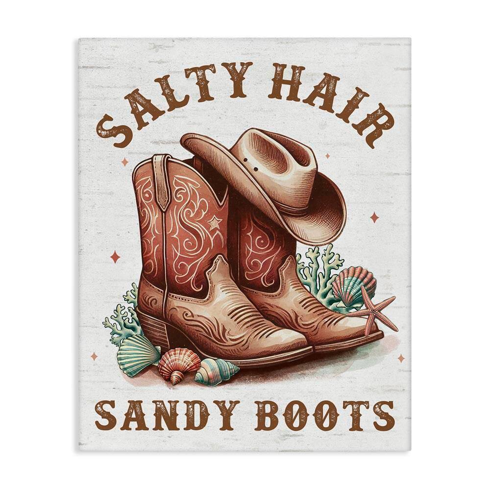 Stupell Industries Coastal Cowgirl Boots by Lettered and Lined Unframed ...