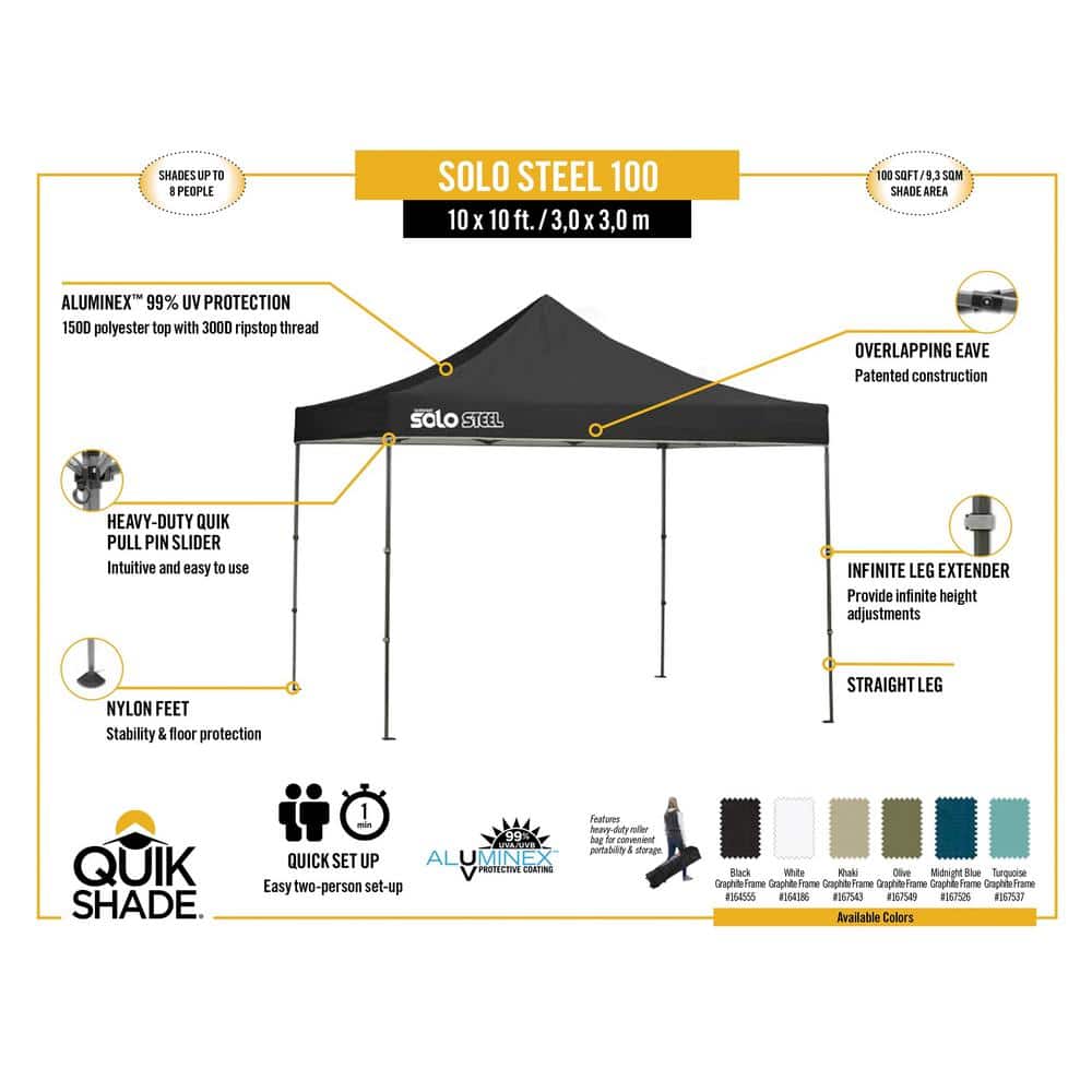 Quik Shade 10x10 Khaki Polyester Canopy with Gray Frame