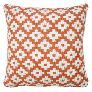 Modern Orange / White 20 in. x 20 in. Swiss Sun Woven Geometric Throw Pillow