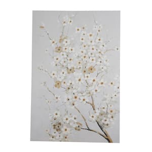 84 in. x 57 in. Canvas White Branch Floral Wall Decor